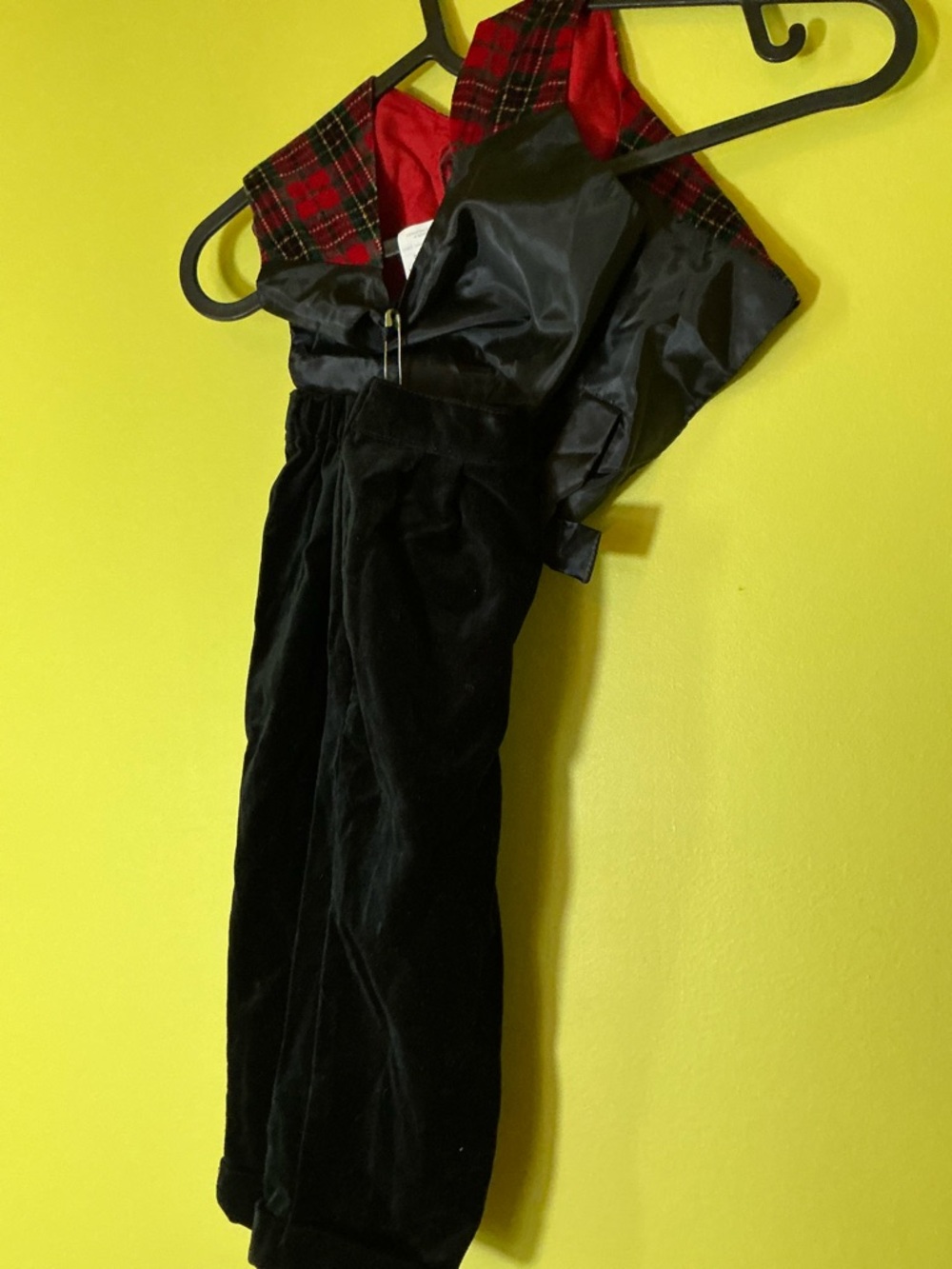 Vintage Red Plaid Vest and Black Pants Holiday Set - Picture 5 of 7